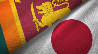 Sri Lanka ve Japonya iki bayraklar tekstil kumaş, kumaş doku