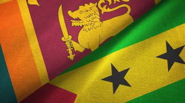 Sri Lanka ve Sao Tome ve Principe iki bayraklar tekstil kumaş, kumaş doku