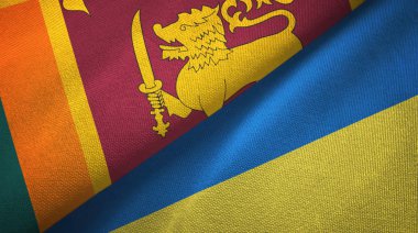 Sri Lanka ve Ukrayna iki bayraklar tekstil kumaş, kumaş doku