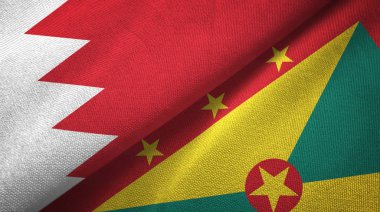 Bahreyn ve Grenada iki bayraklar tekstil kumaş, kumaş doku