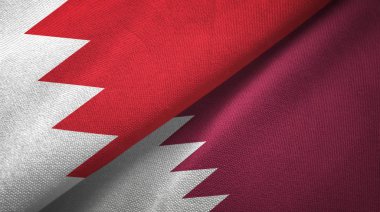 Bahreyn ve Katar iki bayrak tekstil kumaş, kumaş doku