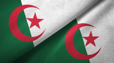 Cezayir iki bayraklar tekstil kumaş, kumaş doku