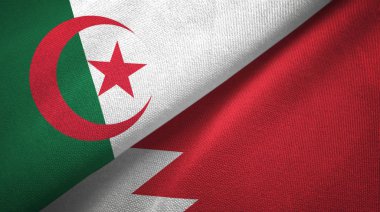 Cezayir ve Bahreyn iki bayraklar tekstil kumaş, kumaş doku 