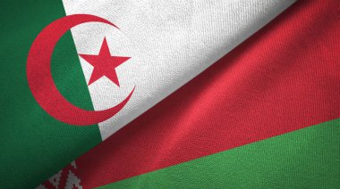 Cezayir ve Beyaz Rusya iki bayraklar tekstil kumaş, kumaş doku 