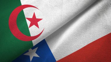 Cezayir ve Şili iki bayrak tekstil kumaş, kumaş doku