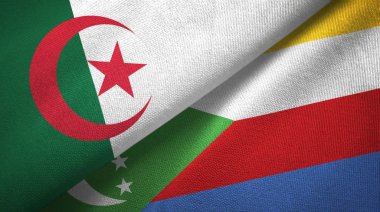 Cezayir ve Komorlar iki bayrak tekstil kumaş, kumaş doku