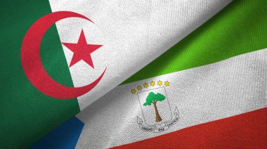 Cezayir ve Ekvator Ginesi iki bayraklar tekstil kumaş, kumaş doku