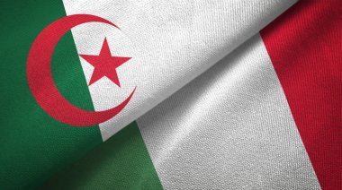 Cezayir ve İtalya iki bayraktekstil kumaş, kumaş doku