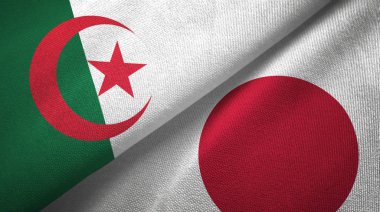Cezayir ve Japonya iki bayraktekstil kumaş, kumaş doku