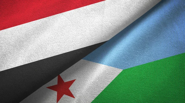 Yemen ve Cibuti iki bayraklı kumaş, kumaş dokusu