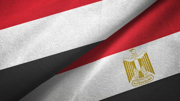 Yemen and Egypt two flags textile cloth