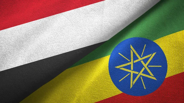 Yemen ve Etiyopya iki bayraklı kumaş, kumaş dokusu