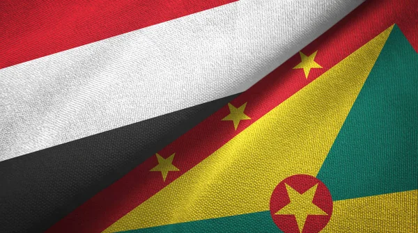 Yemen ve Grenada iki bayraklı kumaş, kumaş dokusu