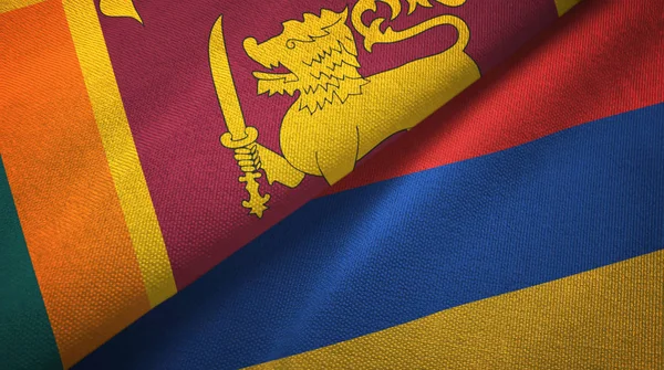 Sri lanka und armenia zwei flaggen textiltuch, textur — Stockfoto