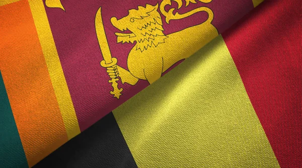 Sri lanka und belgium zwei flaggen textilstoff, textur — Stockfoto