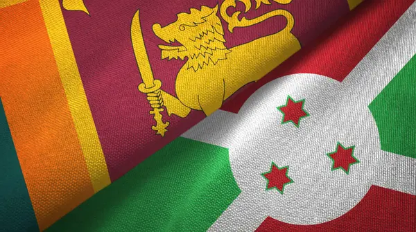 Sri lanka und burundi zwei flaggen textiltuch, textur — Stockfoto