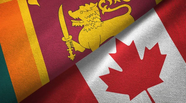 Sri Lanka och Kanada två flaggor textil tyg, tyg konsistens — Stockfoto