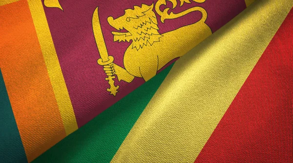 Sri Lanka en Congo twee vlaggen textiel doek, weefsel textuur — Stockfoto
