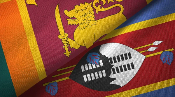 Sri lanka und eswatini swasiiland zwei flaggen textiltuch — Stockfoto