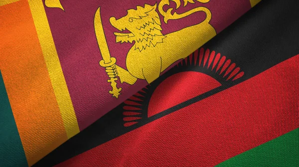 Sri lanka und malawi zwei flaggen textilstoff, textur — Stockfoto
