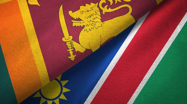 Sri lanka und namibia zwei flaggen textiltuch, textur — Stockfoto