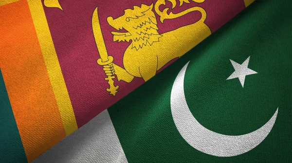 Sri Lanka and Pakistan two flags textile cloth, fabric texture