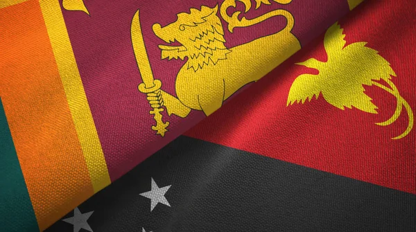 Sri lanka und papua new guinea two flags textile tuch, textur — Stockfoto