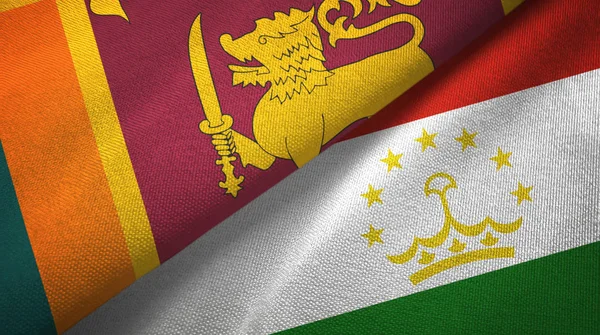 Sri Lanka and Tajikistan two flags textile cloth, fabric texture — Stock Photo, Image