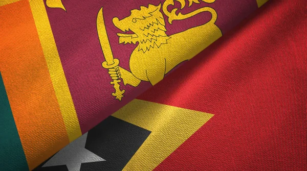 Sri Lanka e Timor-Leste Timor-Leste duas bandeiras pano têxtil, textura de tecido — Fotografia de Stock