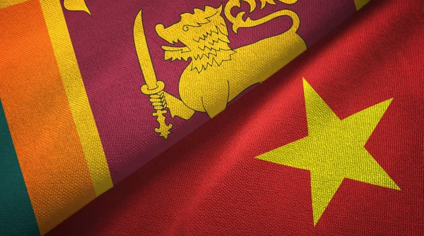 Sri lanka und vietnam zwei flaggen textiltuch, textur — Stockfoto