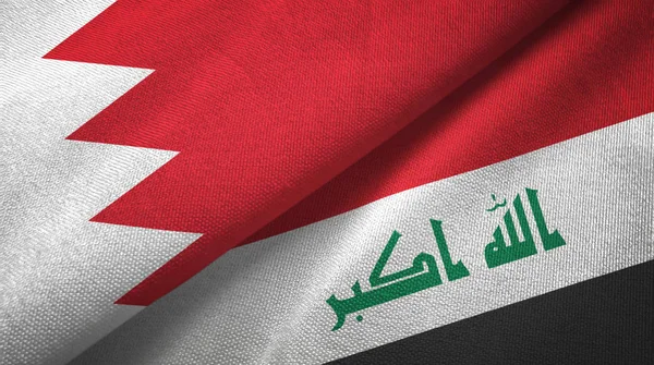 Bahrajn i Irak dwie flagi tkanina tekstylna — Zdjęcie stockowe