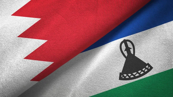 Bahrain and Lesotho two flags textile cloth, fabric texture