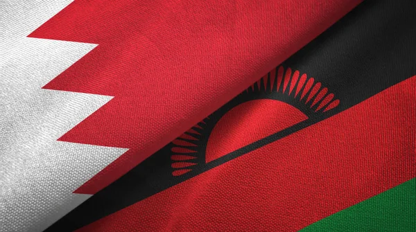 Bahrain and Malawi two flags textile cloth, fabric texture — Stock Photo, Image