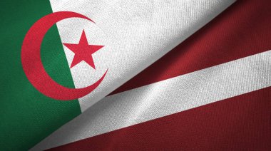 Cezayir ve Letonya iki bayrak tekstil kumaş, kumaş doku