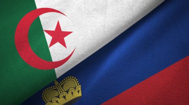 Cezayir ve Lihtenştayn iki bayrak tekstil kumaş, kumaş doku