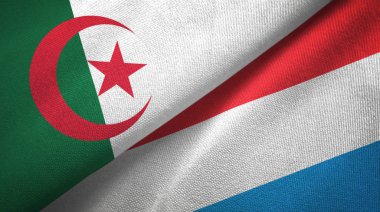 Cezayir ve Lüksemburg iki bayraktekstil kumaş, kumaş doku