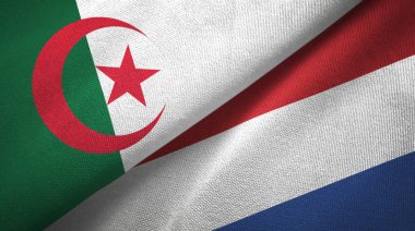 Cezayir ve Hollanda iki bayraktekstil kumaş, kumaş doku