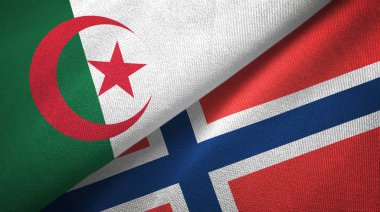Cezayir ve Norveç iki bayrak tekstil kumaş, kumaş doku
