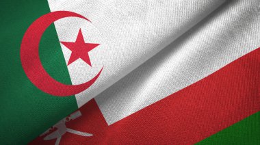 Cezayir ve Umman iki bayrak tekstil kumaş, kumaş doku