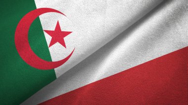 Cezayir ve Polonya iki bayraklar tekstil kumaş, kumaş doku