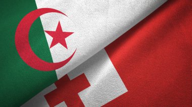 Cezayir ve Tonga iki bayraktekstil kumaş, kumaş doku