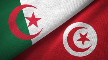 Cezayir ve Tunus iki bayraktekstil kumaş, kumaş doku