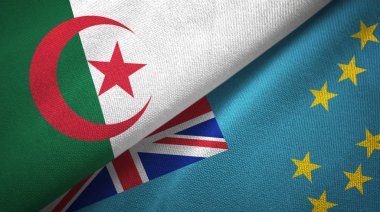 Cezayir ve Tuvalu iki bayraktekstil kumaş, kumaş doku