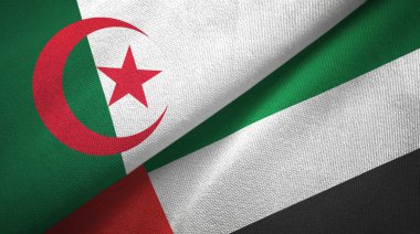 Cezayir ve Birleşik Arap Emirlikleri iki bayrak tekstil kumaş, kumaş doku