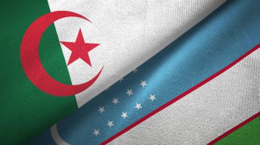 Cezayir ve Özbekistan iki bayraktekstil kumaş, kumaş doku