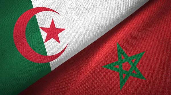 Algeria and Morocco two flags textile cloth, fabric texture