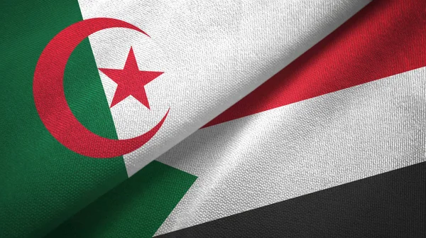 Cezayir ve Sudan iki bayrak tekstil kumaş, kumaş doku