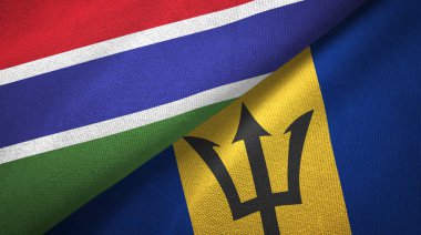 Gambiya ve Barbados iki bayraktekstil kumaş, kumaş doku 