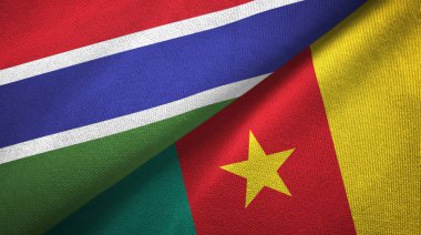 Gambiya ve Kamerun iki bayraklar tekstil kumaş, kumaş doku 
