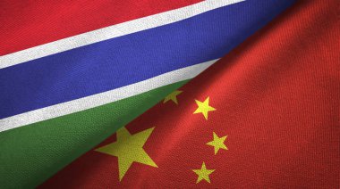 Gambiya ve Çin iki bayraklar tekstil kumaş, kumaş doku